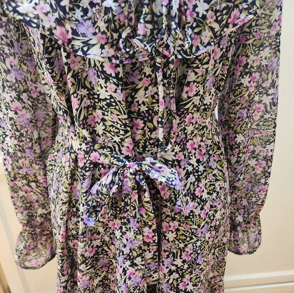 Emma and Michelle Women's Long-sleeved Boho Inspired Ruffle Tie-Belt Dress - Picture 6 of 15